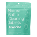 Bottle Cleaning Tablets 20 Pack in EcoBrite; front of teal resealable packet labeled \Natural Bottle Cleaning Tablets EcoBrite\