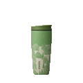 FreeSip 32oz Sugar Plum Fairy; rotating view of light pink body with diagonal lattice pattern of pastel pink, lavender, and cream ribbon bows, matching pink flip cap, pink carry loop, and cream push-button